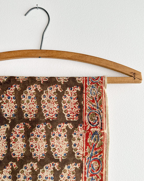 Les Indiennes Bandana - Lata-Vintage inspired brown floral printed kalamkari cotton bandana-Adored Vintage